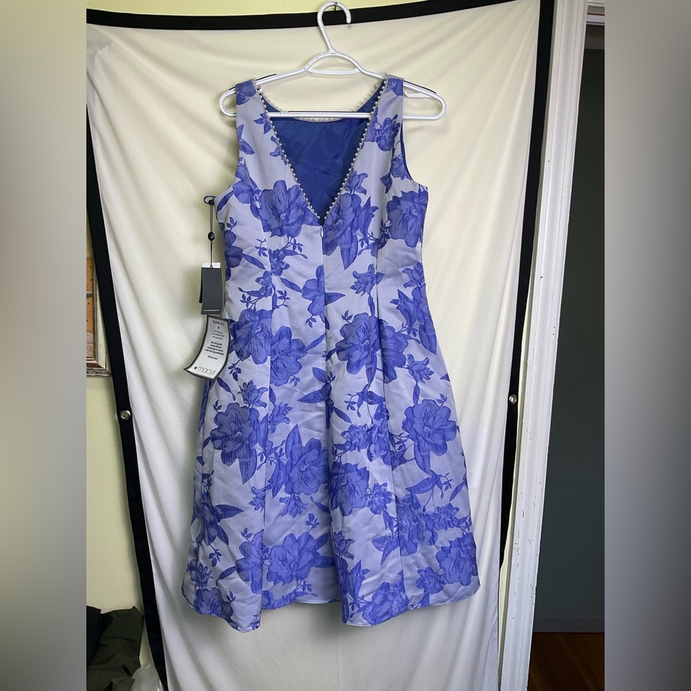 Adrianna Papell Blue Floral Midi Dress - Picture 6 of 9